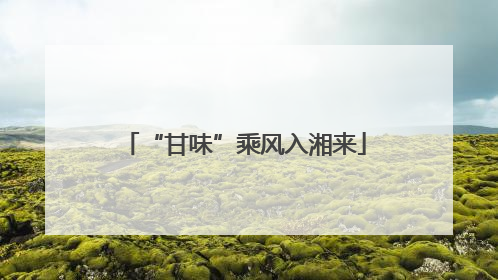 “甘味”乘风入湘来
