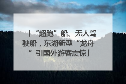“超跑”船、无人驾驶船，东湖新型“龙舟”引国外游客震惊