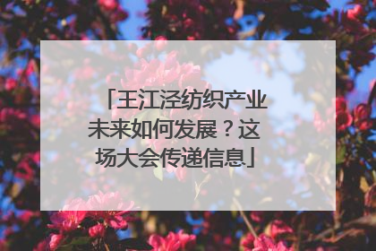 王江泾纺织产业未来如何发展？这场大会传递信息