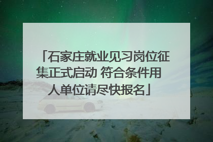 石家庄就业见习岗位征集正式启动 符合条件用人单位请尽快报名