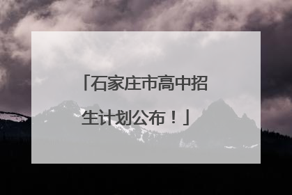 石家庄市高中招生计划公布！