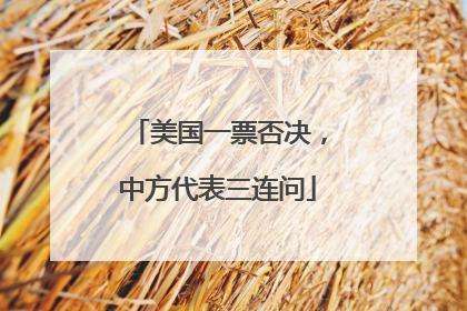 美国一票否决，中方代表三连问