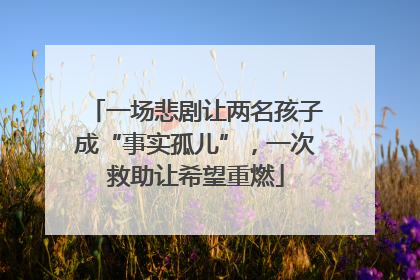 一场悲剧让两名孩子成“事实孤儿”，一次救助让希望重燃