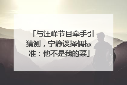 与汪峰节目牵手引猜测，宁静谈择偶标准：他不是我的菜