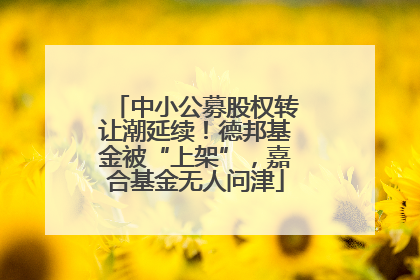 中小公募股权转让潮延续！德邦基金被“上架”，嘉合基金无人问津