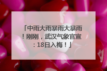 中雨大雨暴雨大暴雨！刚刚，武汉气象官宣：18日入梅！