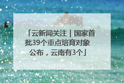 云新闻关注｜国家首批39个重点培育对象公布，云南有3个