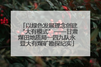 以绿色发展理念创建“大有模式”——甘肃煤田地质局一四九队永登大有煤矿勘探纪实