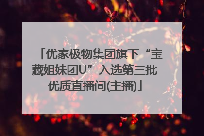 优家极物集团旗下“宝藏姐妹团U”入选第三批优质直播间(主播)