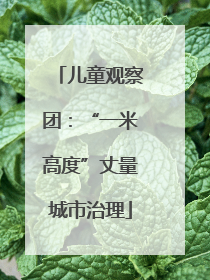儿童观察团：“一米高度”丈量城市治理