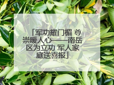 军功耀门楣 尊崇暖人心——南岳区为立功 军人家庭送喜报