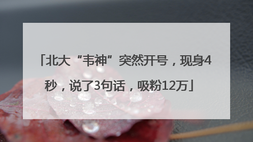 北大“韦神”突然开号，现身4秒，说了3句话，吸粉12万