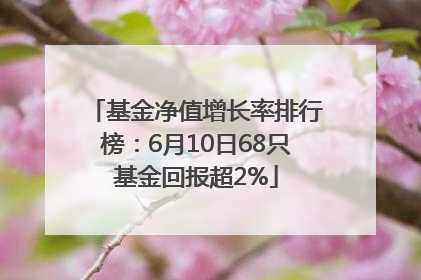 基金净值增长率排行榜：6月10日68只基金回报超2%