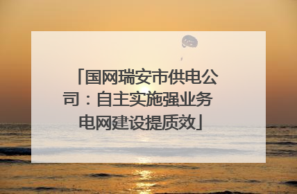 国网瑞安市供电公司：自主实施强业务 电网建设提质效
