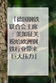 德国钢铁联合会主席：美加征关税给欧洲钢铁行业带来巨大压力