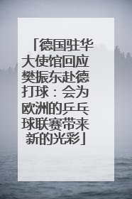 德国驻华大使馆回应樊振东赴德打球：会为欧洲的乒乓球联赛带来新的光彩