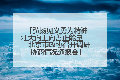弘扬见义勇为精神 壮大向上向善正能量——北京市政协召开调研协商情况通报会