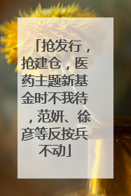 抢发行，抢建仓，医药主题新基金时不我待，范妍、徐彦等反按兵不动