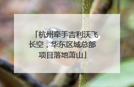杭州牵手吉利沃飞长空，华东区域总部项目落地萧山