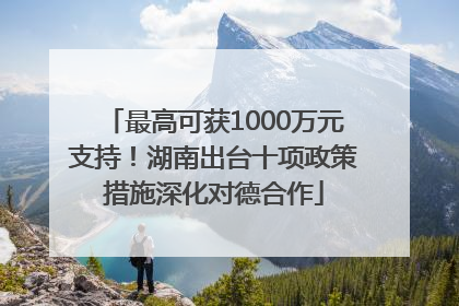 最高可获1000万元支持！湖南出台十项政策措施深化对德合作
