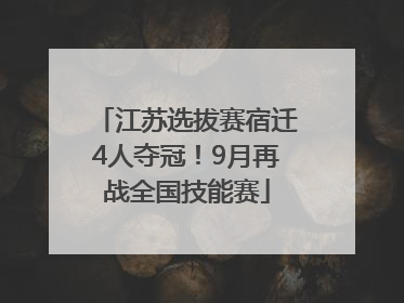 江苏选拔赛宿迁4人夺冠！9月再战全国技能赛