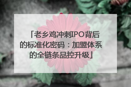 老乡鸡冲刺IPO背后的标准化密码：加盟体系的全链条品控升级