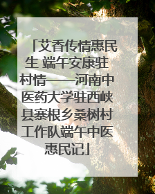 艾香传情惠民生 端午安康驻村情——河南中医药大学驻西峡县寨根乡桑树村工作队端午中医惠民记