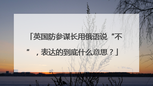 英国防参谋长用俄语说“不”，表达的到底什么意思？