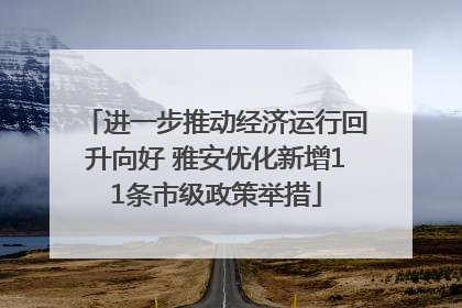 进一步推动经济运行回升向好 雅安优化新增11条市级政策举措