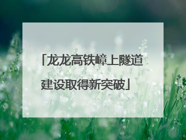 龙龙高铁嶂上隧道建设取得新突破
