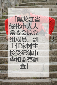 黑龙江省绥化市人大常委会原党组成员、副主任宋树生接受纪律审查和监察调查