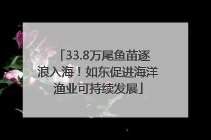33.8万尾鱼苗逐浪入海！如东促进海洋渔业可持续发展